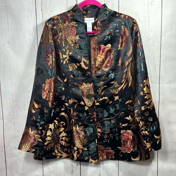 Soft Surroundings Brocade Floral Tapestry Jacket Black Multicolor Whimsigoth - Picture 1 of 16